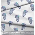 thumbnail image 3 of Soimoi Poly Georgette Fabric Leaves & Floral Block Printed Fabric 1 Yard 52 Inch Wide, 3 of 3