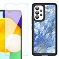 thumbnail image 1 of Shockproof Bumper (Black Frame) phone Case for Samsung Galaxy A23 5G, with Tempered Glass Screen Protector, by OneToughShield ® - Marble / Gem Blue, 1 of 4