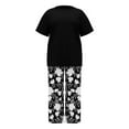 thumbnail image 5 of BLOCLOALO 2 Piece Lounge Set Short Sleeve Shirts Women's Summer Fashion Loose Printed Pants Casual Suit Two Piece Set Floral Printted Pants Dressy Casual Suit Soft Lounge Set Black A, 5 of 5