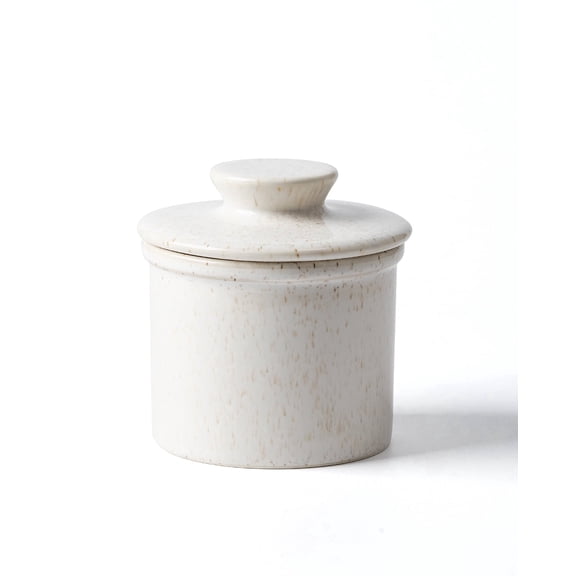 XELA Ceramic Butter Crock Modern Speckled White, Dishwasher Safe, 1 Pack