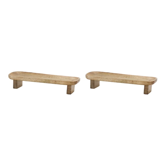 Melrose Wooden Decorative Trays - 16" - Brown - Set of 2