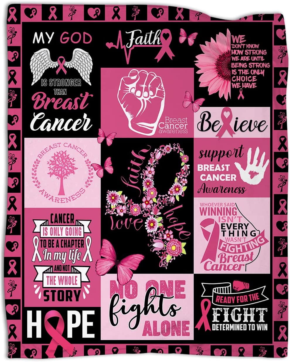 Breast Cancer Awareness Blanket Breast Cancer Survivor Gifts for Women