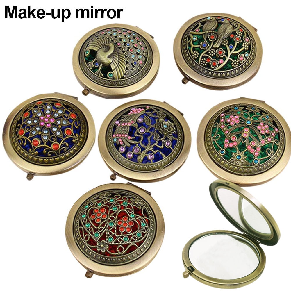 PU Compact Mirror Folding Double Sided Classic Traditional