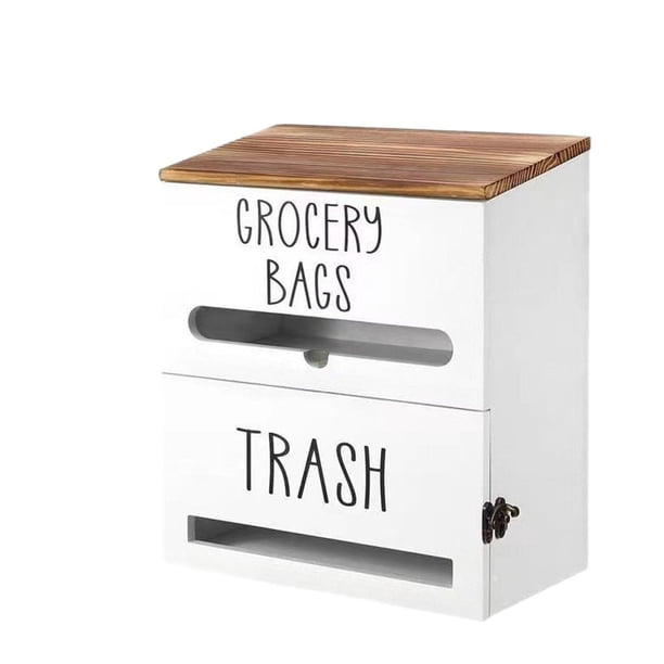 Dispensador de bolsas de basura, organizador de bolsas de basura, fácil de usar y decorativo. Blanco