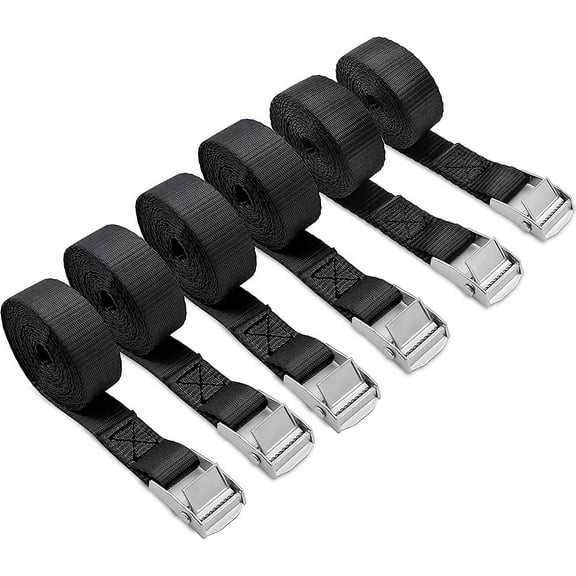 Strapping straps 1m - 6 straps, short, black, with clip lock, suitable for motorcycle and bicycle racks, extremely strong strapping straps