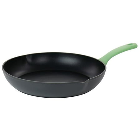 

12 in. Aluminum Nonstick Frying Pan in Green with Pouring Spouts