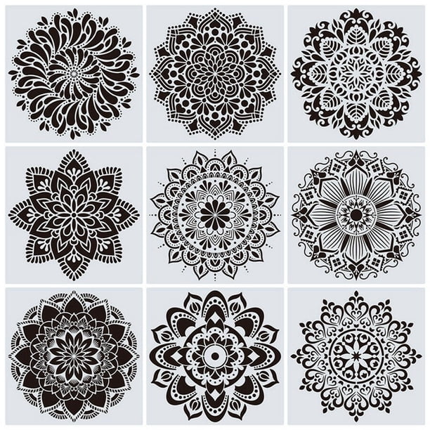 9 PCS Mandala Stencils Mandala Dot Stencils Templates for Wood Rocks-B -  Walmart.com