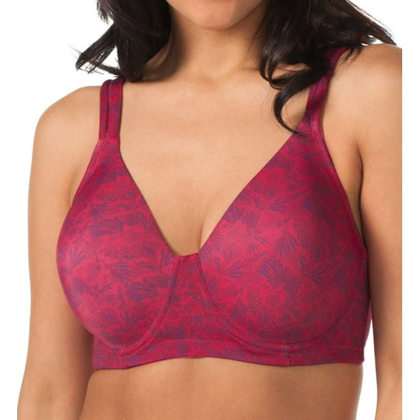 Women's Leading Lady 5028 Lightly Padded Contour Underwire Bra (Ruby Red  Floral 48DD) 