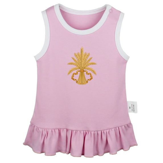 Nature Wheat Pattern Dresses For Baby, Newborn Babies Skirts, Infant Princess Dress, 0-24M Kids Graphic Clothes (Pink Sleeveless Dresses, 12-18 Months)