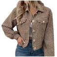 thumbnail image 2 of Shackets for Women 2024 Cozy Lapel Button Down Shacket Casual Relaxed Fit Shirt Jacket Outerwear Brown XL, 2 of 6