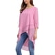 thumbnail image 4 of INSPIRAR CHIC Blusa de Chifón Asimétrica de Cuello Redondo con Mangas de Volante 3/4 y Corte Alto-Bajo en Rosa Oscuro Talla L, 4 of 6