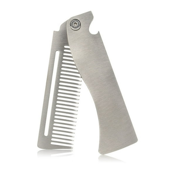 Necvior Men's Stainless Steel Foldable Beard Comb for Perfect Beard Sculpting and Care