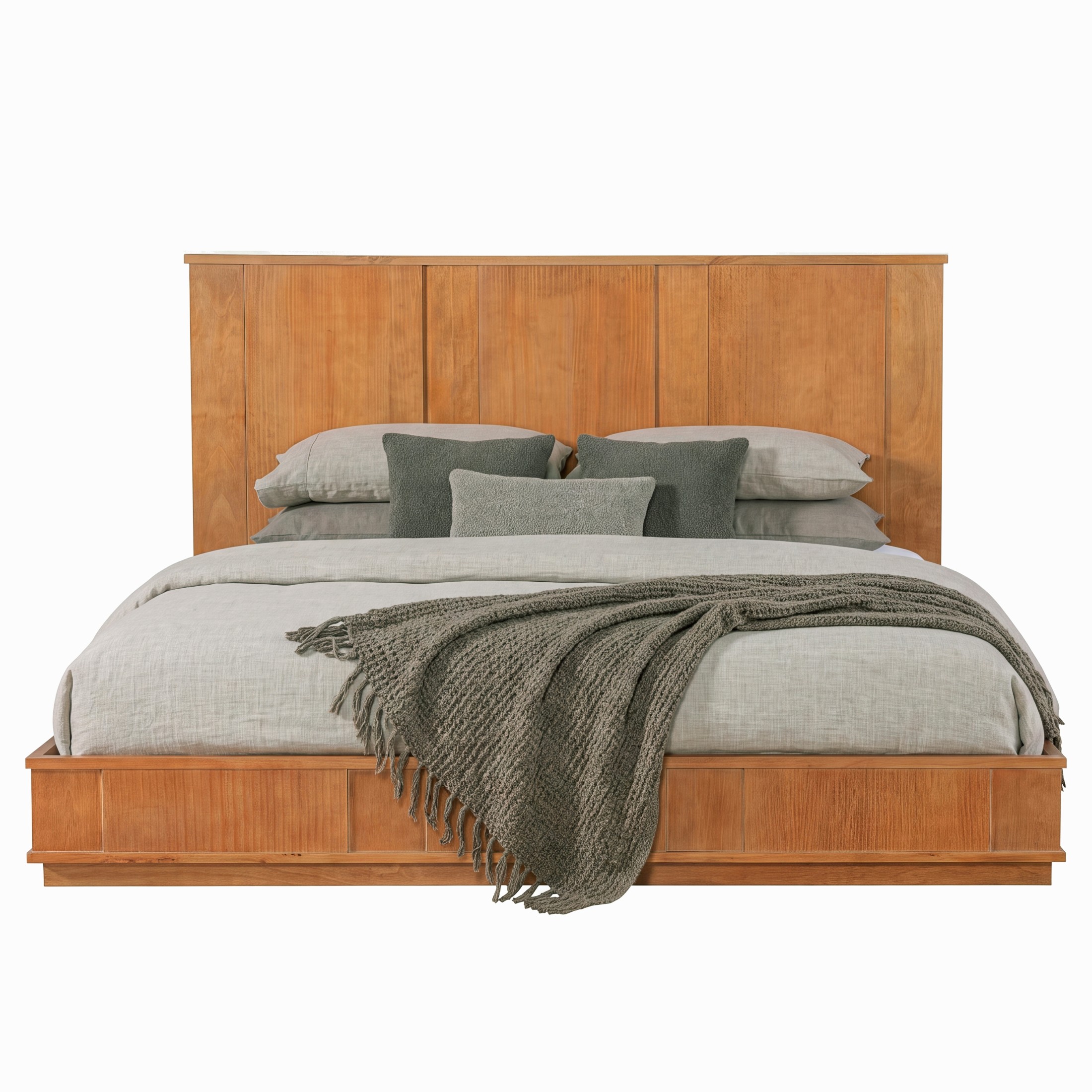Christopher Knight Home Retro King Size Wood Platform Bed with 56" High Panel Headboard, Natural