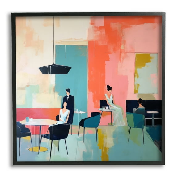 Stupell Industries Abstract Restaurant View Abstract Painting Black Framed Art Print Wall Art, 12 x 12