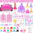 thumbnail image 5 of ECORELF 78 Pcs 11.5 inch Doll Rose  Car Playset-11.5 inch Girl Doll, 1 Toy Car, 5 Dresses & 71 Accessories, 5 of 7