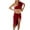 Wine 01, variant on Womens Two Piece High Waisted Swimsuit Summer Beach Swim Bathing Suit Solid Color One Shoulder Fashion Bikinis Sets (Wine XL)