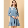 thumbnail image 1 of INSPIRE CHIC Women's Retro Ruffle Hem Dresses A-Line Lace Panel Peter Pan Collar Dress Black XS, 1 of 5