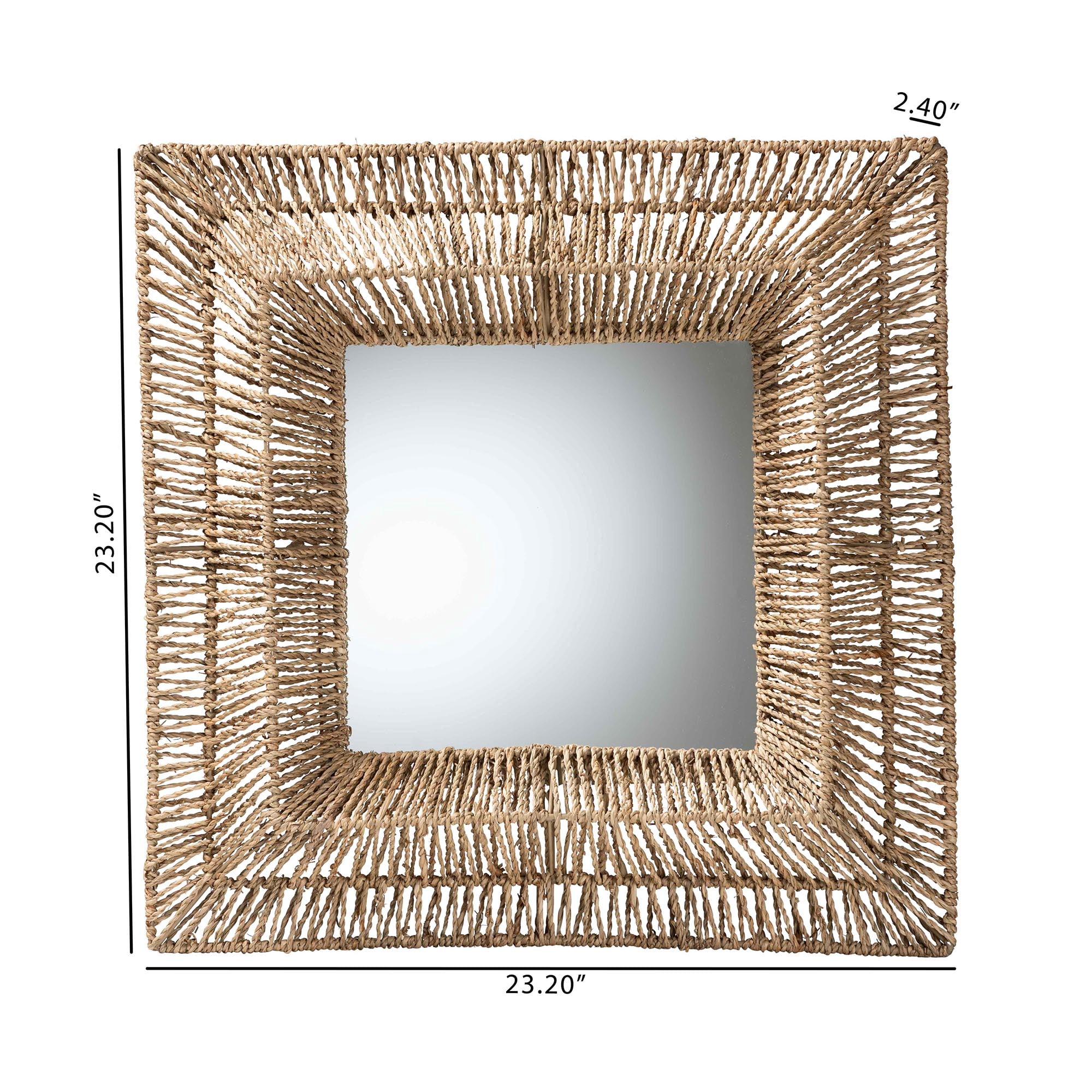 bali & pari Collice Seagrass BOHO Mirror, Natural Brown