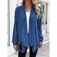 thumbnail image 4 of Women'S  Long Sleeve Asymmetrical Knit Open Front  Cardigan Outwear Dark Blue XXXL, 4 of 8