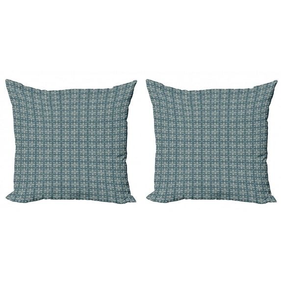 Ambesonne Vintage Throw Pillow Cover 2 Pack, Victorian Flower Petals, 16", Dark Teal and Eggshell