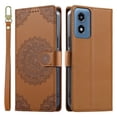 thumbnail image 2 of Leather Case For Motorola Moto G Play 2024 6.5",Embossed Totem Wallet With Card Holder,Wristband, Shockproof Kickstand Magnetic Cover,Brown,For Moto G Play 2024, 2 of 7