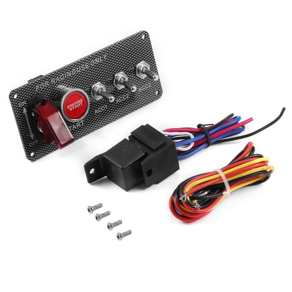 RED 3D WRAP CARBON FIBER PANEL w// LED toggle switches RED