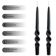 thumbnail image 3 of FCMSHAMD 9.3" Spiral Dripless Taper Candles Wedding Festive Dinner Candles Unscented Pillar Candles, Black Pack of 2, 3 of 7