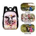 thumbnail image 2 of Xixirimido Cow Pink Floral Pattern Kids Backpack Set for Boys Girls School Bookbag Lunch Bag Pencil Bag 3 in 1 Set Hiking Travel Daypack, 2 of 4