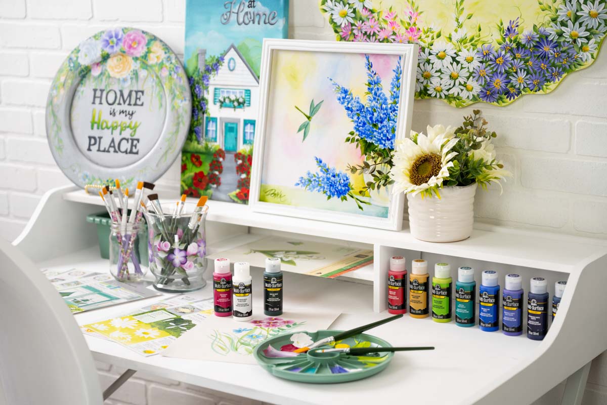 FolkArt One Stroke Acrylic Craft Paint Kit, Home Town, 38 Piece