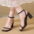 thumbnail image 2 of WRKEKC Sandals for Women One Strap Square Toe One Buckle Thick Heel High Heel Summer Casual Shoes for Ladies, 2 of 9