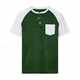 thumbnail image 5 of SAWOBUUN Men's Henley Shirt Short Sleeve Color Block Raglan Sleeve Button Down Top Casual Slim Fit T-Shirt with Chest Pocket, 5 of 5