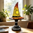thumbnail image 4 of Qocolcyl Halloween Decor Witch Hat Lamp Gift,LED Halloween Night Light Table Decorations for Home Indoor,Handcrafted Retro Resin Witchy Decor for Shelf Mantel,Gothic Party Home Decoration (USB Power), 4 of 7