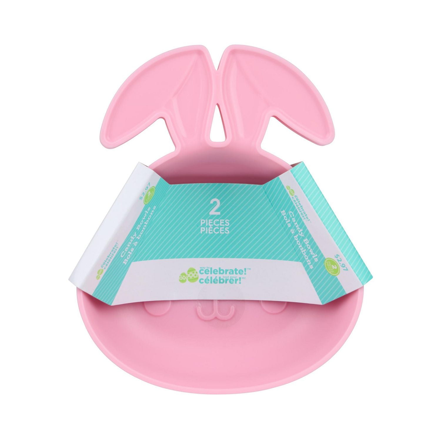 Way to Celebrate 2-Piece Prep and Candy Bowl Set, Bunny Rabbit, Pink