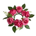 thumbnail image 1 of European Artificial Rose Candlestick Wreath For Table Wedding Decoration 20cm Artificial Rose Wreath Christmas Decor Window Prop, 1 of 12