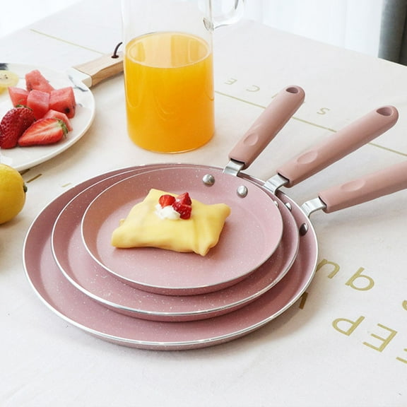 Raindrops Nonstick Pancake Pan 1Pack With A Flat Bottom And Pink Color For Home Cooking