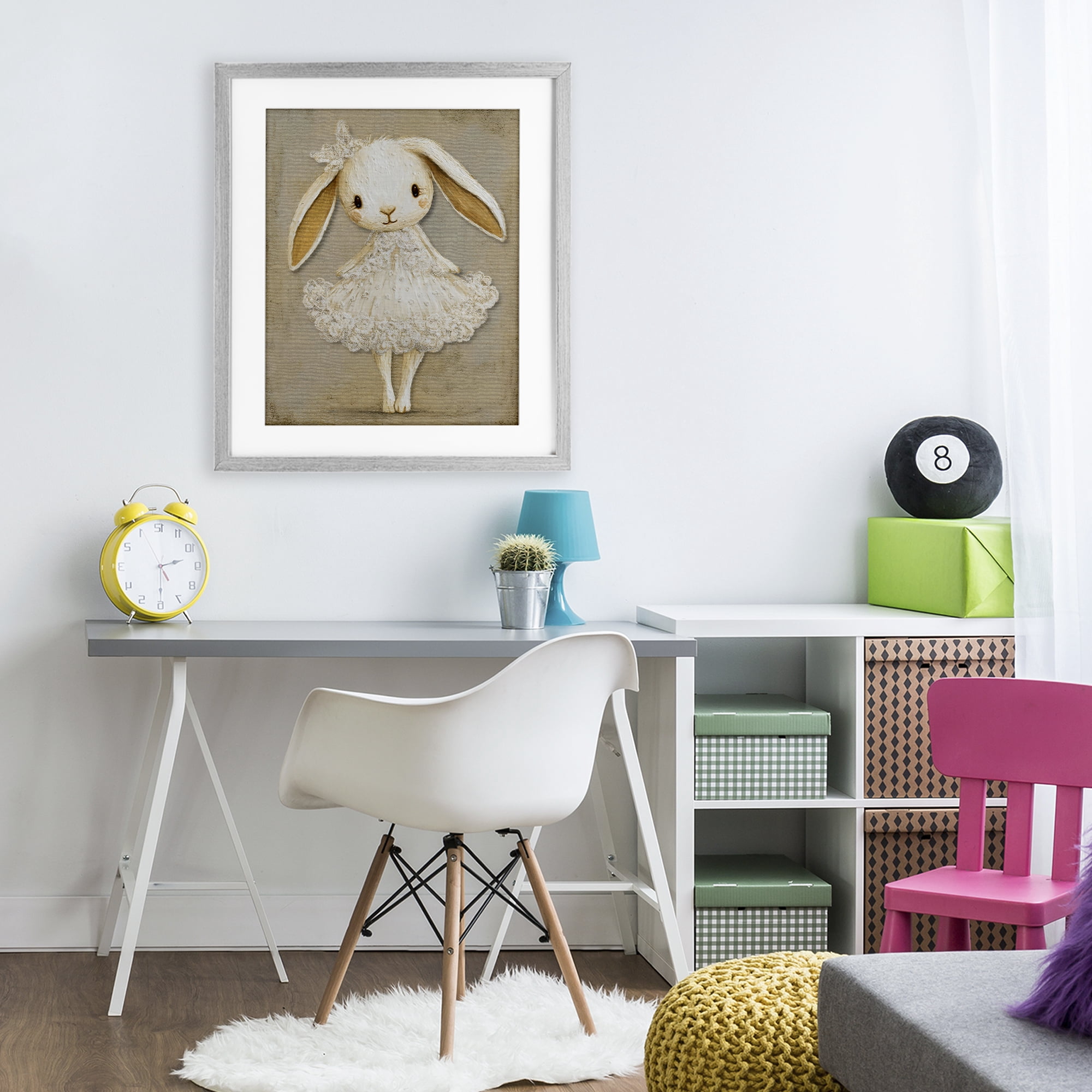 Stupell Industries Ballerina Bunny in Lace Dress Gray Framed Print Under Glass, design by Ink Drop Loft