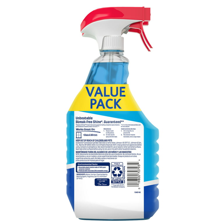 Windex Glass Cleaner: Liquid, Trigger Spray Bottle, 23 oz, Unscented, 8 Pk