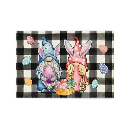 

wofedyo easter decorations Easter Bunny Egg Carrot Placemat The Festive Atmosphere Decorated With Flax Table Mat table cloth kitchen decor