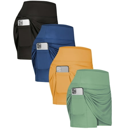 4 Pack: Women s Active Skort Lightweight Comfy & Breathable Tennis Golf Skirt (Available in Plus Size)