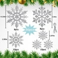 thumbnail image 2 of 36 Pcs Silver Glitter Snowflake Ornaments Various Size Plastic Christmas Tree Decorations with Rope for Winter Wonderland Window Door Accessories, 2 of 8