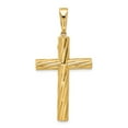 thumbnail image 2 of Diamond2Deal 14k Yellow Gold Polished and Textured Crucifix Pendant for Women (L- 2.07 inch, W- 1.04 inch), 2 of 7