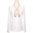 thumbnail image 2 of BUFANDAS DE CHIFFON PLEATADAS PARA MUJER INSPIRADAS, CON TRIM DE COLOR CONTRASTANTE, SEMI TRANSLUCIDAS Y ELÁSTICAS, BUFANDA DE CUELLO NECKERCHIEF 43.3x19.7" BEIGE, 2 of 5