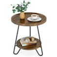 thumbnail image 4 of Tribesigns Round Side Table, 2-Tier End Table with Metal Legs, Modern Industrial Beside Table, Small Accent Table Snack Table for Living Room, Bedroom, 4 of 9