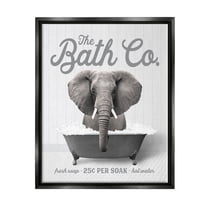 Stupell Industries Bubble Bath Elephant Animals & Insects Painting Black Floater Framed Art Print Wall Art, 25 x 31