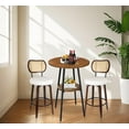 thumbnail image 6 of Rattan Bar Stools Set of 2, Swivel Counter Height Barstools with Back, Farmhouse Upholstered Kitchen Chairs with Back & Footrest Mid Century Modern Wood Countertop Bar Chairs for Kitchen Island White, 6 of 6