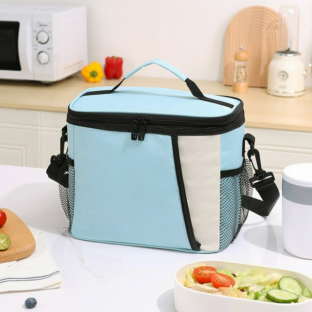 Fiudx Lonchera Pequeña, Bolsa Térmica para Almuerzo, Correa Ajustable para El Hombro, Interior Hermético, Diseño Portátil, Ideal para El Trabajo, La Escuela, Picnic, Azul Marino, 25 X 20 X 17 Cm