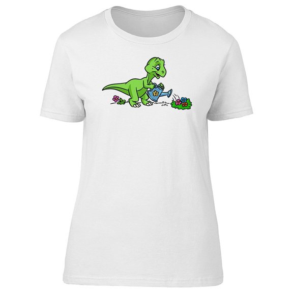 Cute Cartoon Dinosaur Gardener Tee Women's -Image by Shutterstock