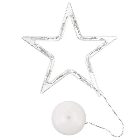 KAKOWELY 10 LED Christmas Lights Hanging Window Light with Suction Cup Battery Operated Window Hanging Decor for Indoor Lighting Xmas Party Decoration (Warm White),7.28"X7.28"X0.39"