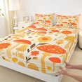 thumbnail image 3 of Homewish Rustic Bohemain Floral Full Size Sheets,Boho Mushroom Bed Sheets,Yellow Orange Sheet Sets For Boys Kids,Luxury Bedroom Decor,4pcs, 3 of 7