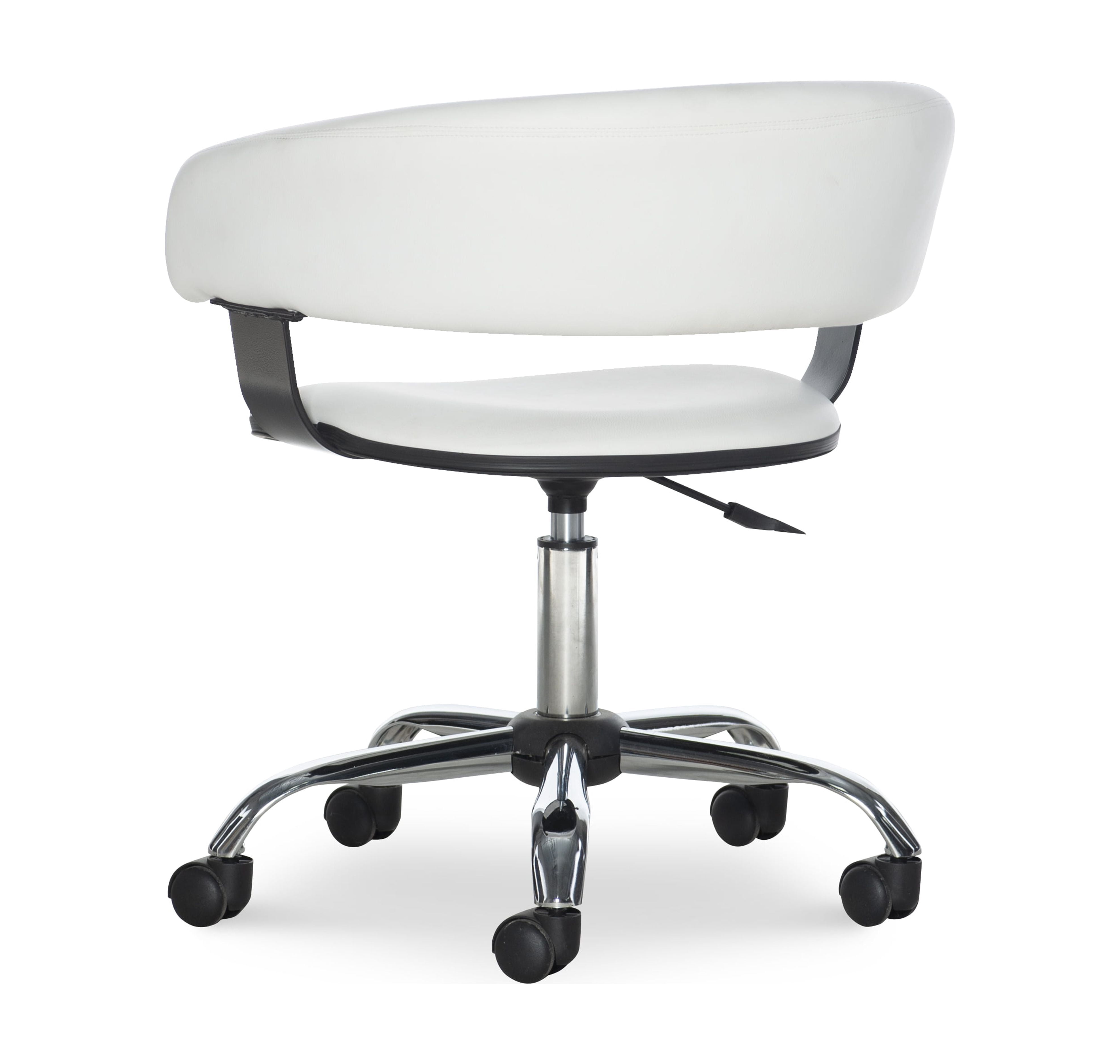 Nellie Low-Back Desk Chair with Adjustable Height and Castors, 225 lbs., White